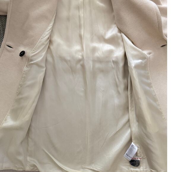 REISS Vale Color Block Wool Blend Cream Taupe Longline Coat 4 Light Academia - Picture 6 of 11